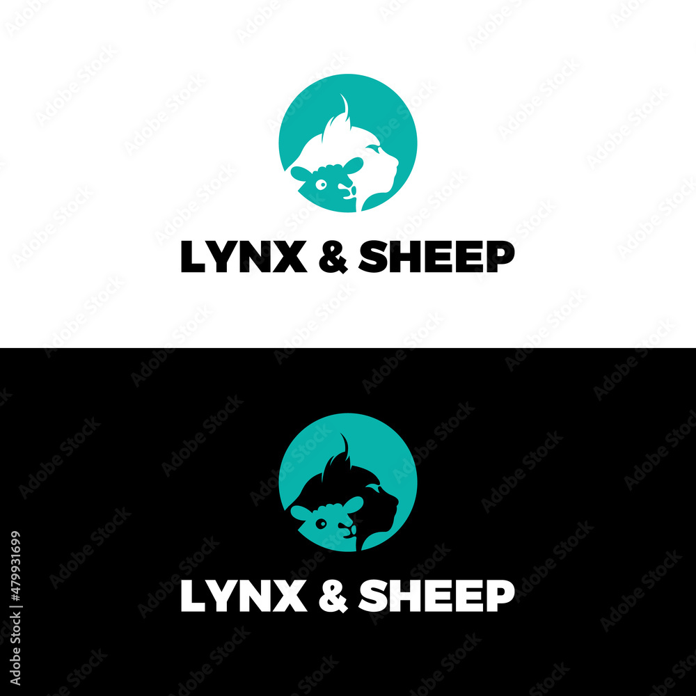 Lynx with sheep logo design inspiration 