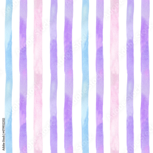 Watercolor hand painted stripe background. Seamless pattern with stripes. Watercolor pastel gentle color pattern