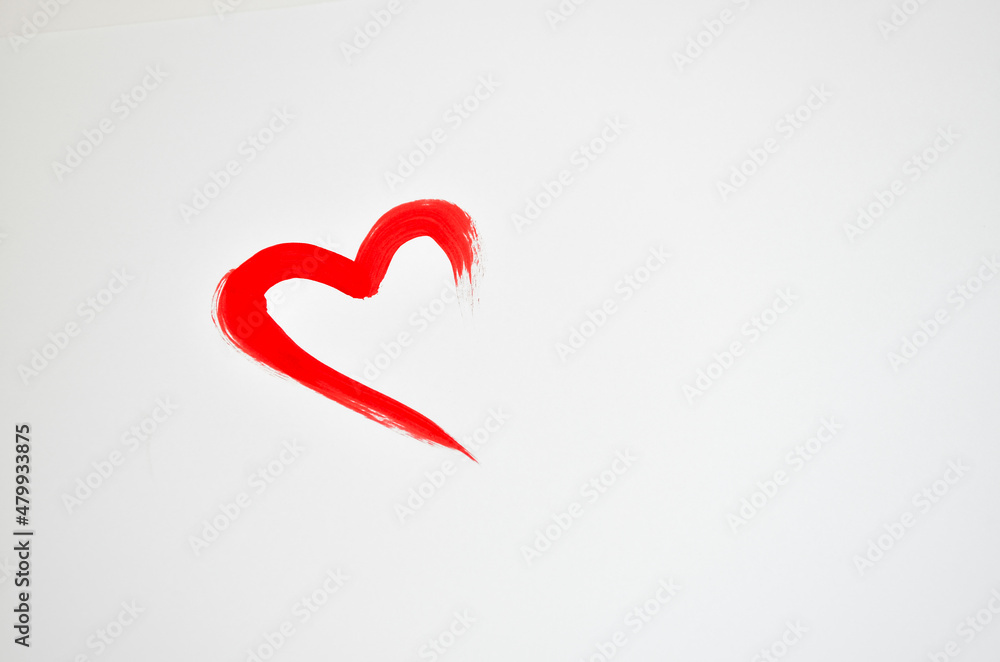 Paint red heart of love for Valentine's Day