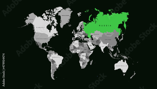 World map. Color vector modern. Map of Russia. russian federation 