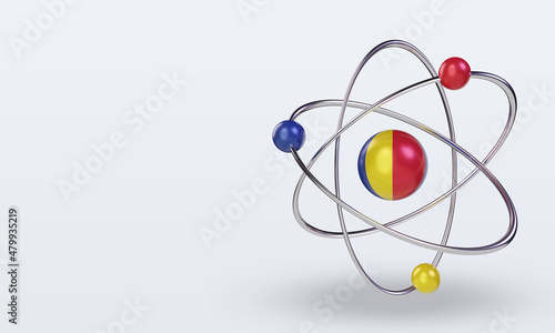 3d science day Romania flag rendering right view