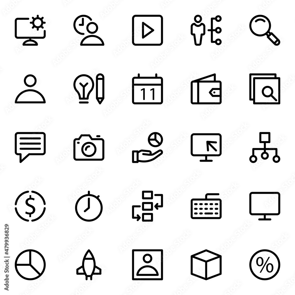 Outline icons for project management. Outline icons for project management.