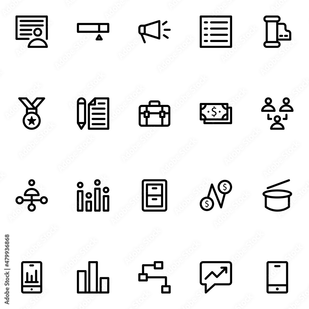 Outline icons for project management.