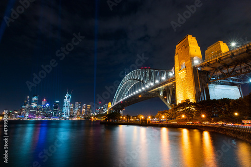 Night view of Sydney Harbour Bridge with cityscape. © AlexandraDaryl