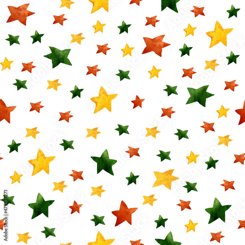 Watercolor pattern with colorful stars