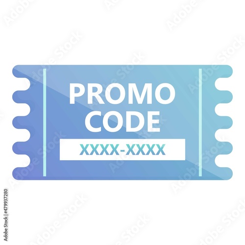 Badge promo code icon cartoon vector. Ticket gift. Rebate legal