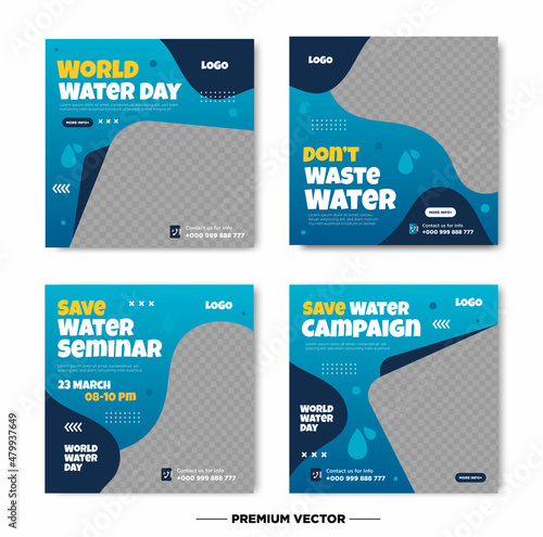 World water day for social media posts template with photo