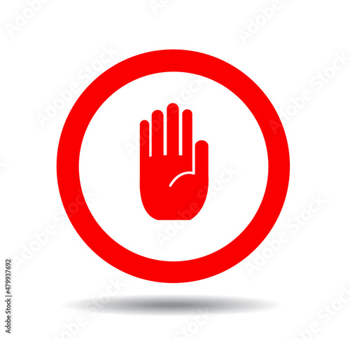 No entry hand sign on white background