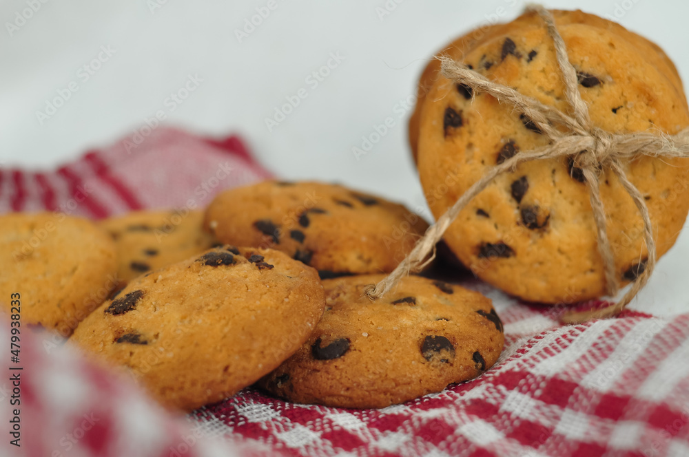 sweet crunchy cookies with dark chocolate for teatime sweet crunchy cookies with dark chocolate for teatime