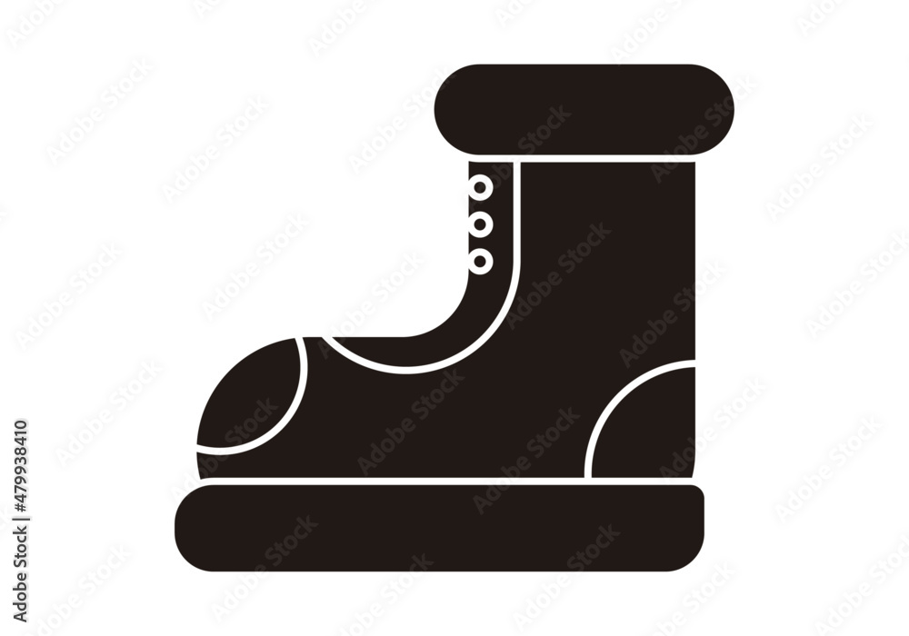 Icono negro de bota de montaña en fondo blanco. Stock Vector | Adobe Stock