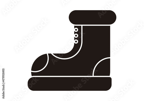 Icono negro de bota de montaña en fondo blanco.