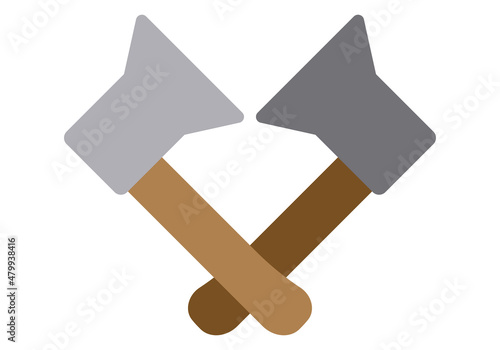 Icono de dos hachas de madera en fondo blanco.