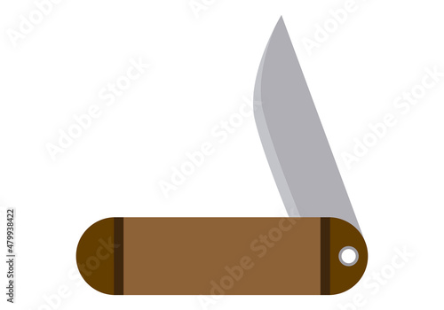 Icono de navaja de madera en fondo blanco.