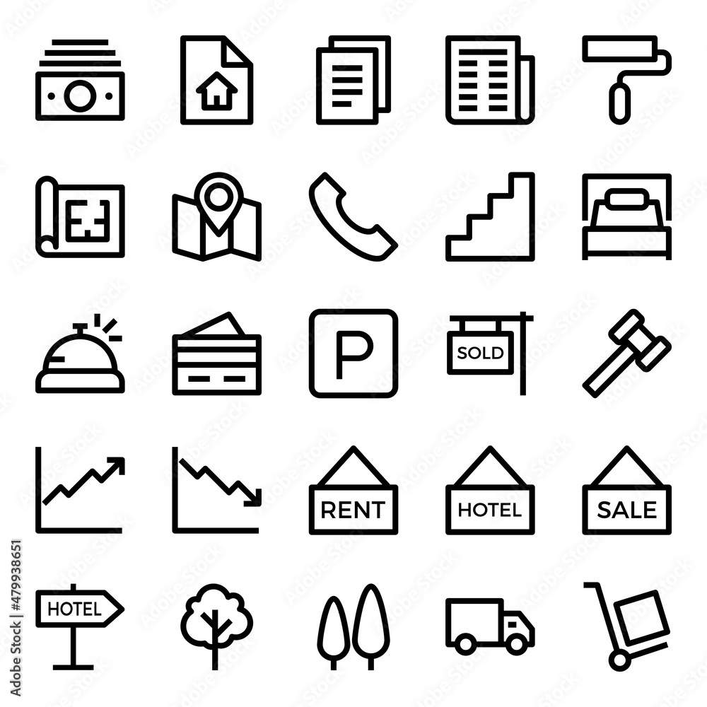 Outline icons for real estate. Outline icons for real estate.