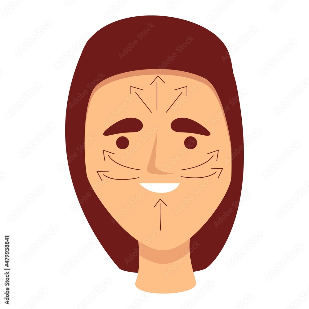 Face massage direction icon cartoon vector. Facial skin. Woman oil Face massage direction icon cartoon vector. Facial skin. Woman oil
