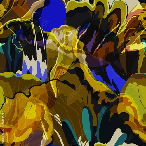 Floral abstraction seamless pattern.