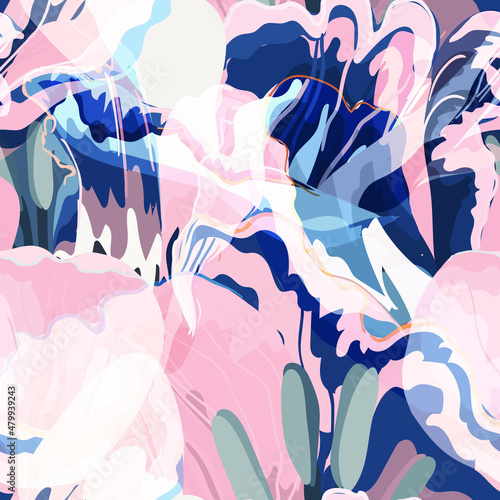 Floral abstraction seamless pattern.