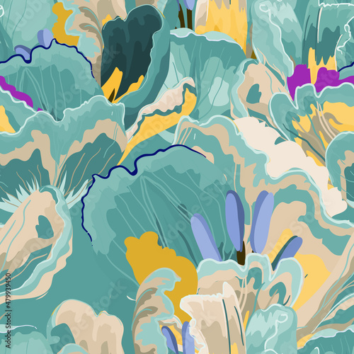 Floral abstraction seamless pattern.