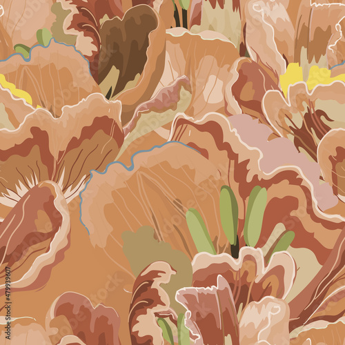 Floral abstraction seamless pattern.