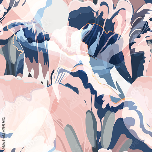 Floral abstraction seamless pattern.