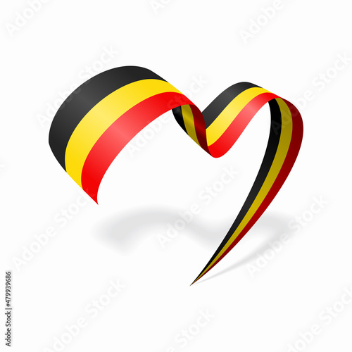 Belgian flag heart shaped ribbon. Vector illustration.