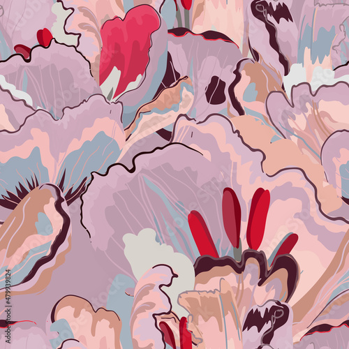 Floral abstraction seamless pattern.