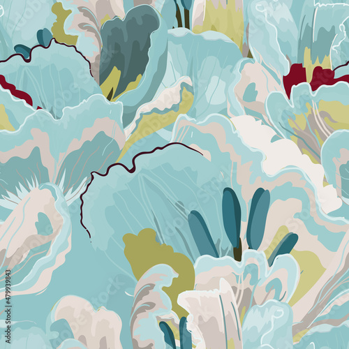 Floral abstraction seamless pattern.
