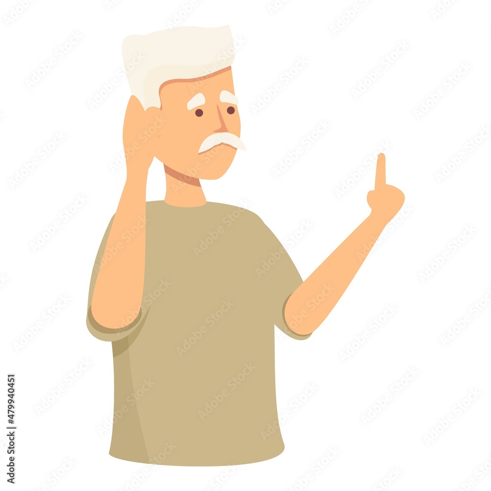 Senior man deaf icon cartoon vector. Diverse person. Disability man Senior man deaf icon cartoon vector. Diverse person. Disability man