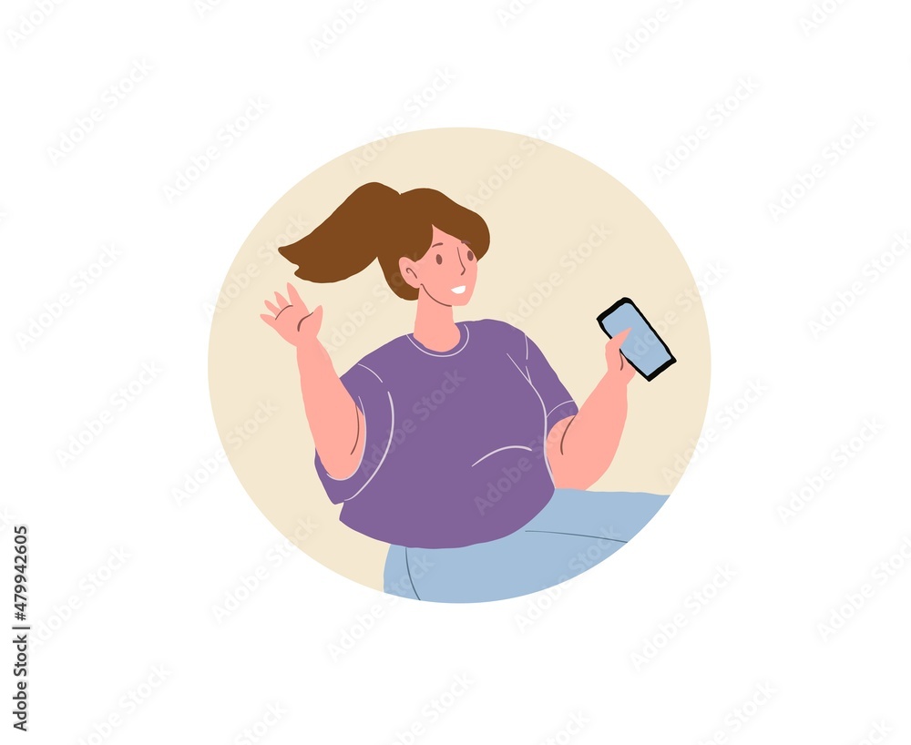 Vector cartoon flat woman character in stylish outfit with mobile phone in joyful happy mood-trendy fashion collection and positive emotions social concept,web site banner ad design Vector cartoon flat woman character in stylish outfit with mobile phone in joyful happy mood-trendy fashion collection and positive emotions social concept,web site banner ad design