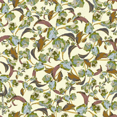 Vector EPS10 seamless pattern Weigela Bush, abstract flower arrangement, 16 colors