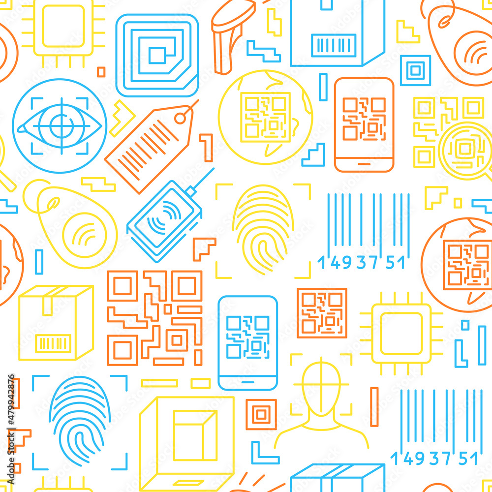 Qr code and barcode seamless pattern