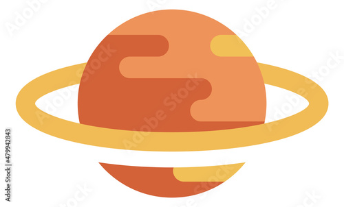 Ring planet sphere icon. Flat saturn symbol