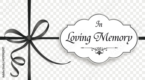 In Loving Memory Obituary Emblem Knot Cross Black Ribbon Header