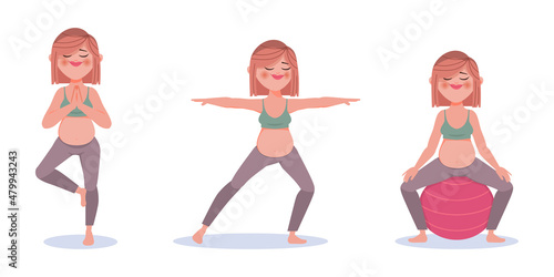 Pregnant woman safe exercise workout for healthy character.	