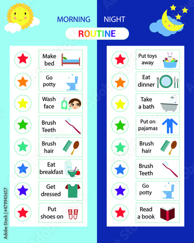 Kids Daily Responsibilities Chart, Kids Daily Routine, Chore Chart, Morning Evening Checklist, Daily Task List, Children's Job Poster,