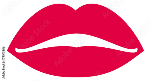 Woman lips with red lipstick. Red kiss mark