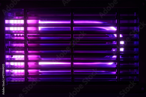 Ultraviolet lamp for disinfection and sanitation. UV lamp for air disinfection. UV disinfection. Concept of cleanliness and hygiene, lamp's blue light kills bacteria and viruses