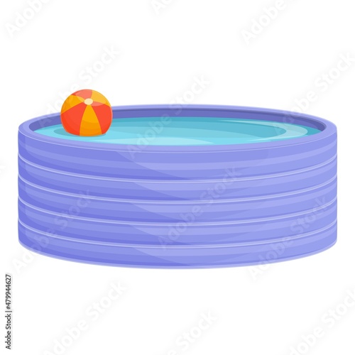 Inflatable pool ball icon cartoon vector. Swim beach. Water mattress