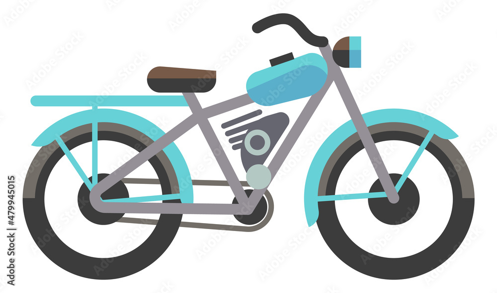 Fototapeta premium Moped icon. Blue small motorcycle side view