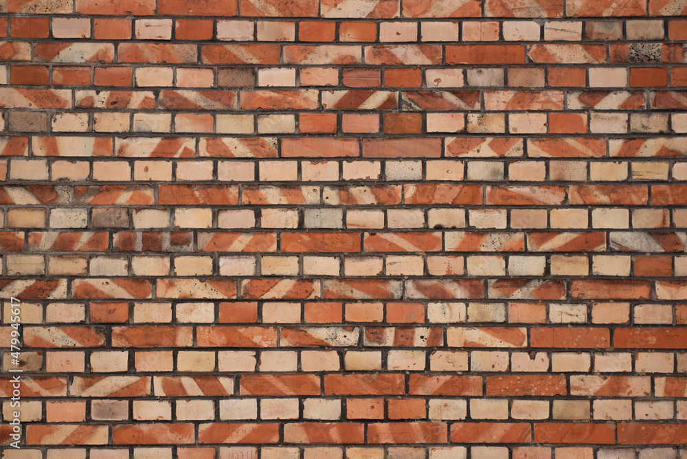 Red and yellow brick wall texture background, brick wall texture for interior or exterior design backdrop, vintage tone.