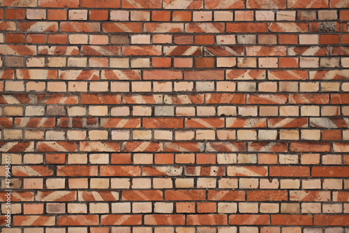 Red and yellow brick wall texture background, brick wall texture for interior or exterior design backdrop, vintage tone.