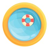 Inflatable pool ring icon cartoon vector. Water beach. Raft circle