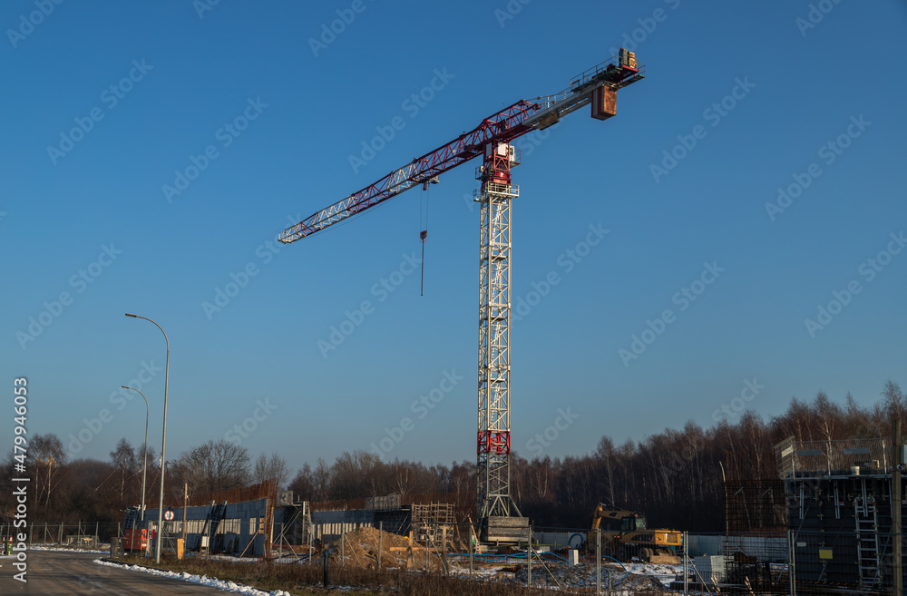 Construction crane on a construction site Construction crane on a construction site