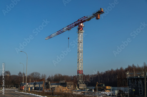 Construction crane on a construction site 