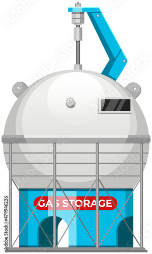 Metal tank with industrial liquefied compressed oxygen, petroleum, propane container. Gas cylinder with high pressure and valves. Gas cylinder, pressurized substance storage vector illustration