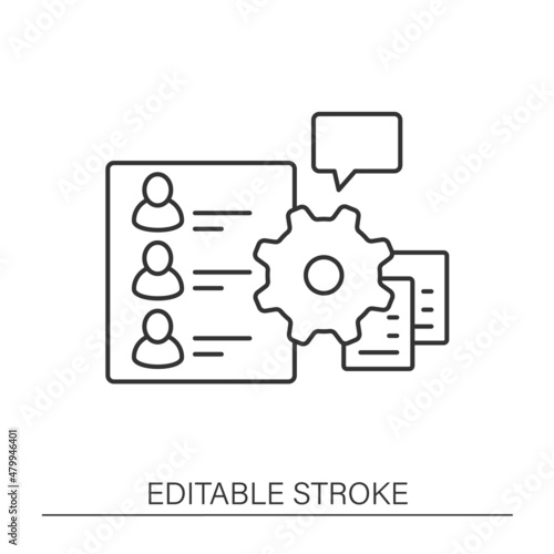  HR onboarding line icon. Automation process hr onboarding. Clients database. Business automation concept.Isolated vector illustration.Editable stroke