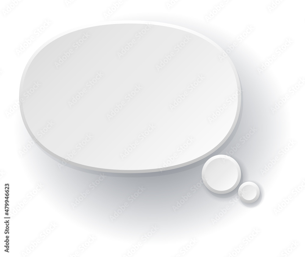 Paper thought balloon. White oval blank bubble Paper thought balloon. White oval blank bubble