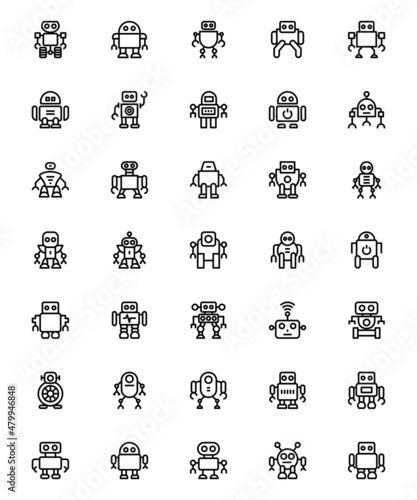 Outline icons for robot.