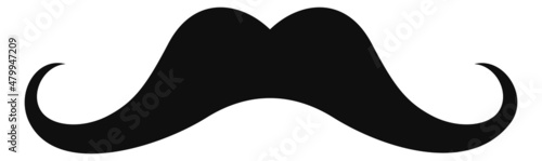 Canvas Black moustache icon. Curly fancy male mustache