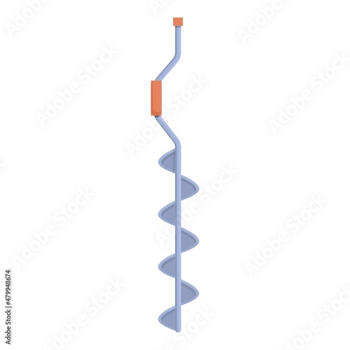 Ice fishing drill icon cartoon vector. Auger hole. Fish boer